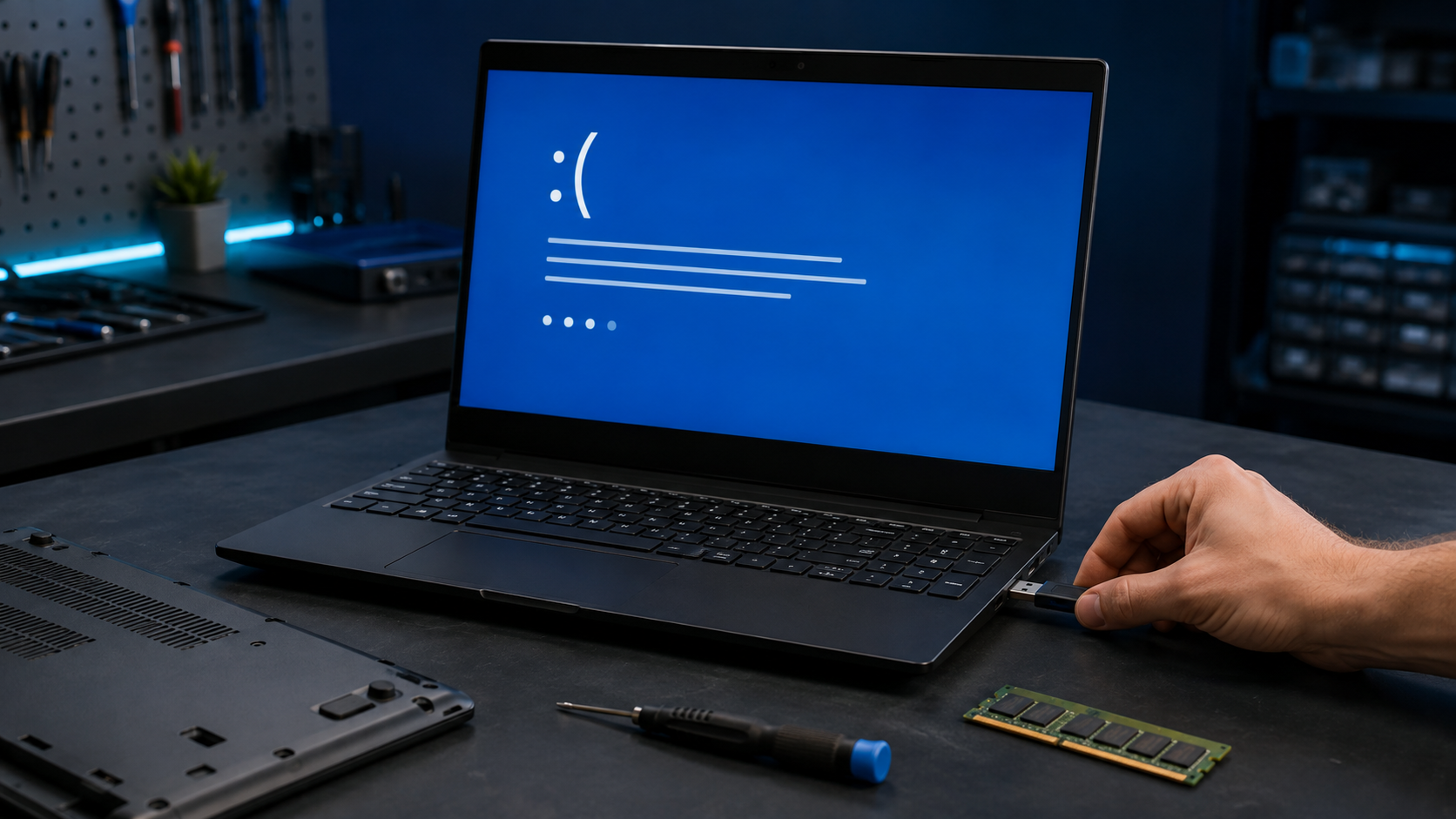 Diagnostyka niebieskiego ekranu Windows 11 w serwisie komputerowym